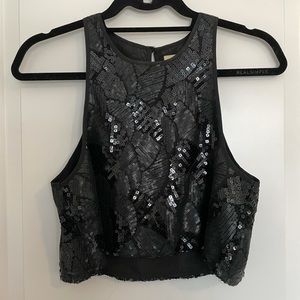 Urban Outfitters Pins & Needles Black Sequin Top
